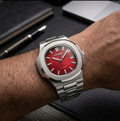 Seiko Mod Horizon Silver - Rojo Carmesí