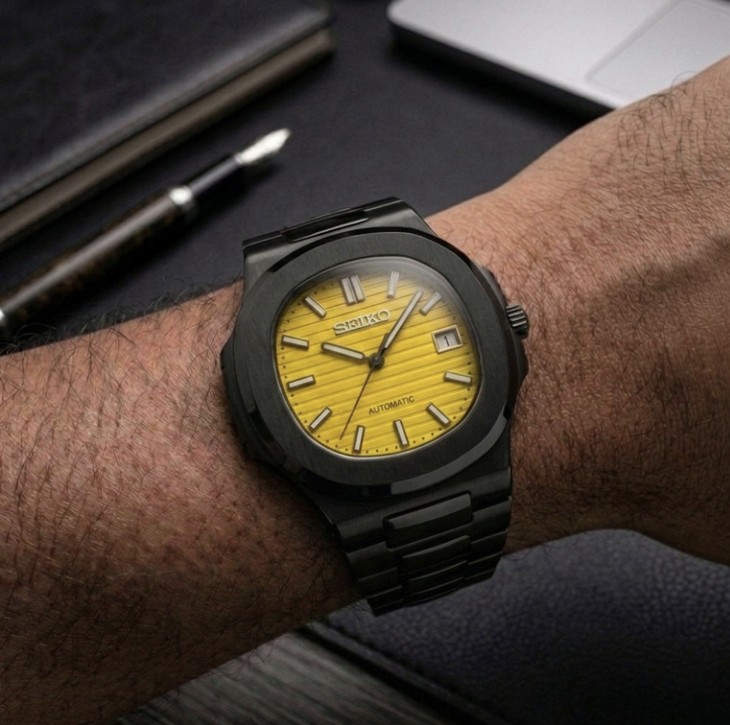 Seiko Mod Horizon Blackout - Amarillo Avispa