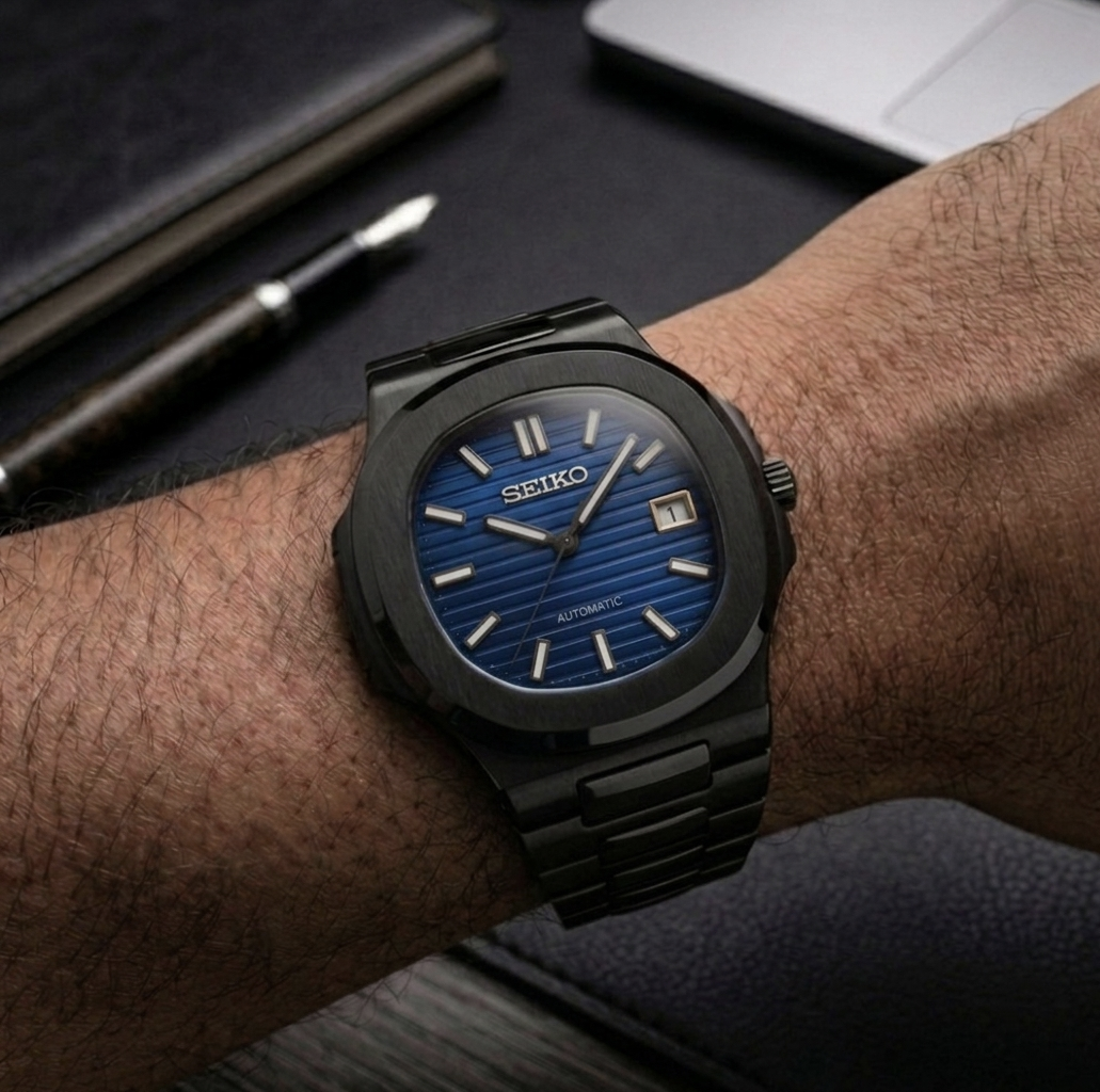 Seiko Mod Horizon Blackout - Azul Abisal